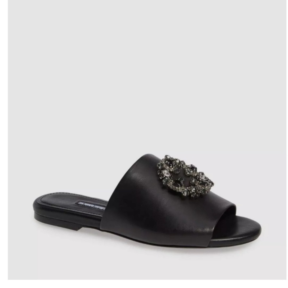 Charles David Women's Black Soleil Leather Slide Sandal Shoes